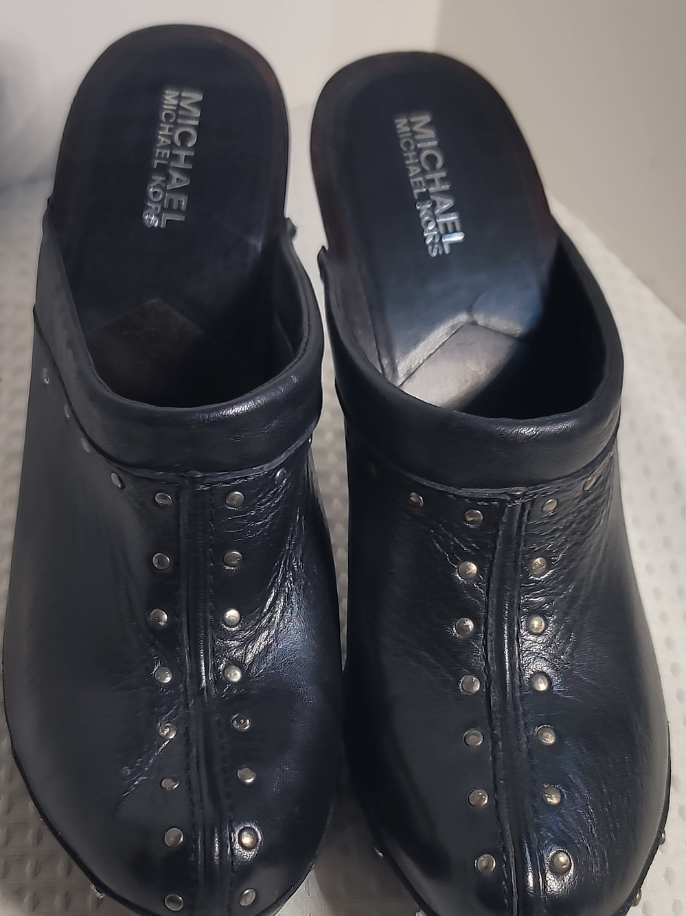 Michael Kors Women’s Black Studded Leather Clogs
